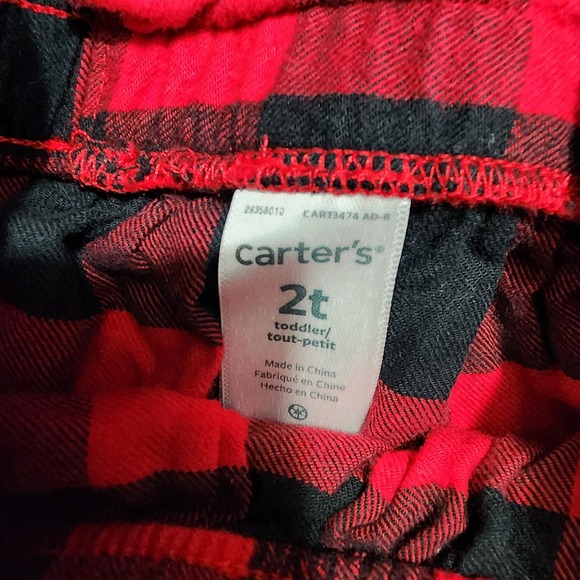 Carters Toddler Girls 2T Red Black Buffalo Plaid Overall Dress Skirt Outfit - Picture 2 of 3